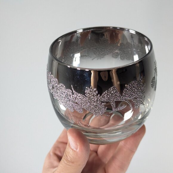 MCM chromed bar caddy with 6 Silver ombre fade Fade Roly Poly cocktail glasses - Picture 7 of 9